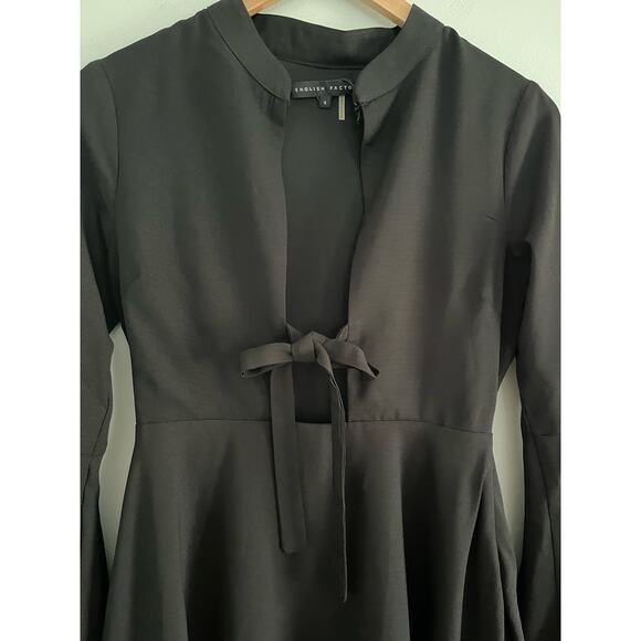 English Factory | NWOT Witchy Black Tie-Front Bell Sleeve Mini Dress | Sz S - Picture 3 of 9